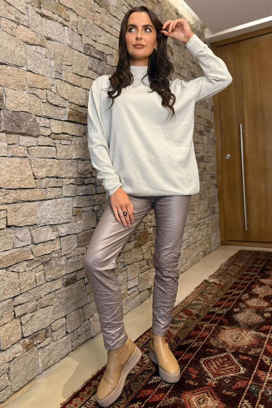 Claudia Soft Stretch Sparkle Skim Knit Stone